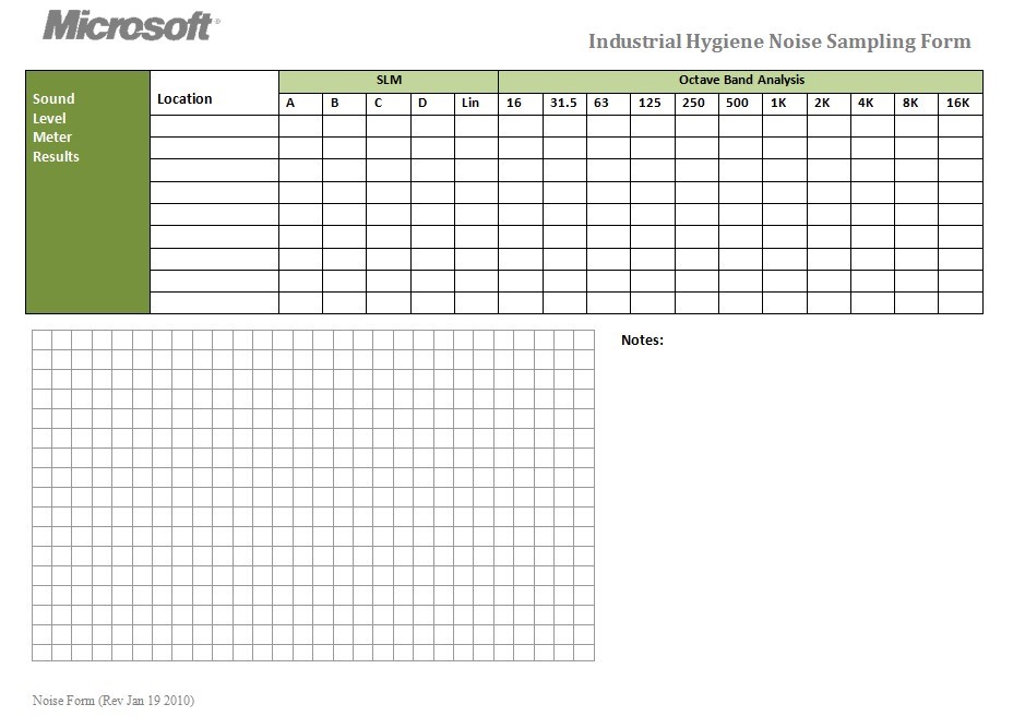 Industrial hygiene noise sampling form page 3